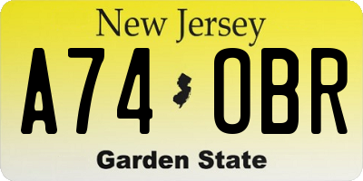 NJ license plate A74OBR