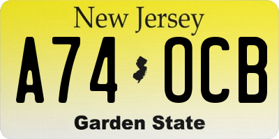 NJ license plate A74OCB