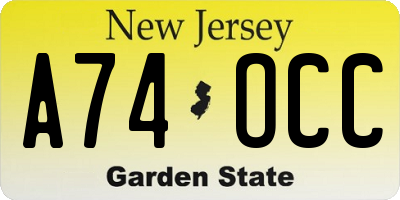 NJ license plate A74OCC