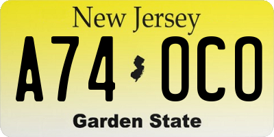 NJ license plate A74OCO