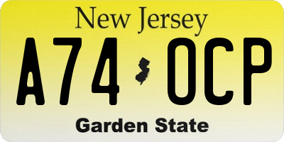 NJ license plate A74OCP
