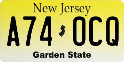 NJ license plate A74OCQ