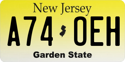 NJ license plate A74OEH
