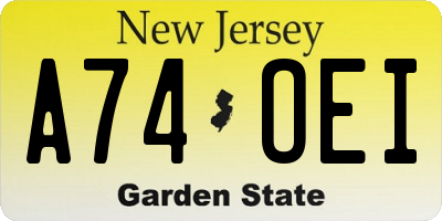 NJ license plate A74OEI