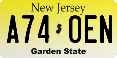 NJ license plate A74OEN