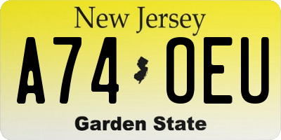 NJ license plate A74OEU