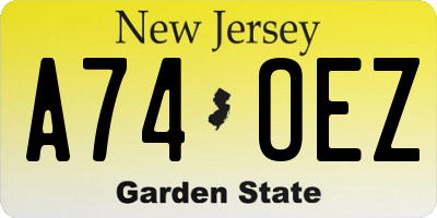 NJ license plate A74OEZ
