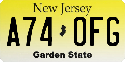 NJ license plate A74OFG