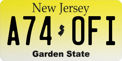 NJ license plate A74OFI