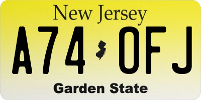NJ license plate A74OFJ