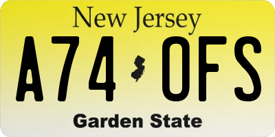 NJ license plate A74OFS