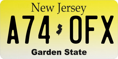 NJ license plate A74OFX