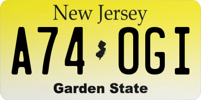 NJ license plate A74OGI