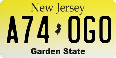 NJ license plate A74OGO