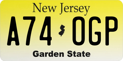 NJ license plate A74OGP