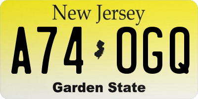 NJ license plate A74OGQ