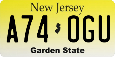 NJ license plate A74OGU