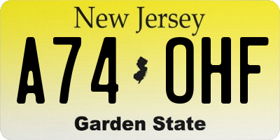 NJ license plate A74OHF