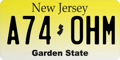NJ license plate A74OHM