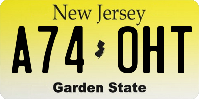 NJ license plate A74OHT