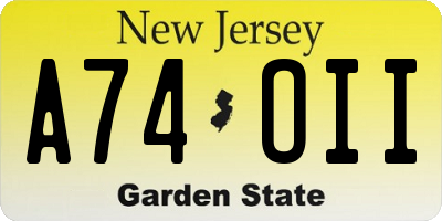 NJ license plate A74OII
