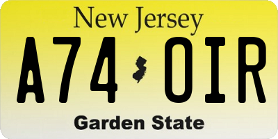 NJ license plate A74OIR