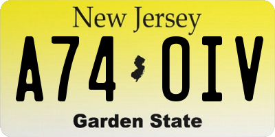 NJ license plate A74OIV