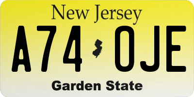 NJ license plate A74OJE
