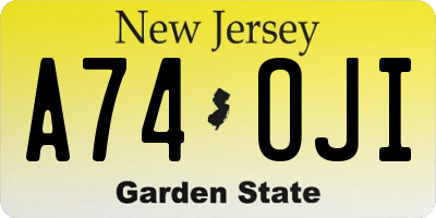 NJ license plate A74OJI