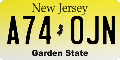 NJ license plate A74OJN