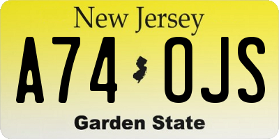 NJ license plate A74OJS