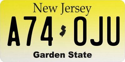 NJ license plate A74OJU