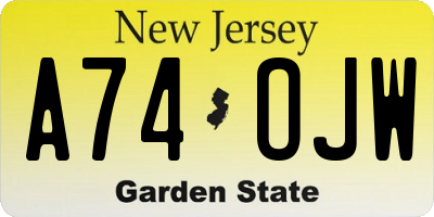 NJ license plate A74OJW