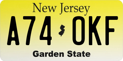 NJ license plate A74OKF
