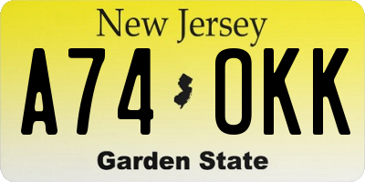 NJ license plate A74OKK