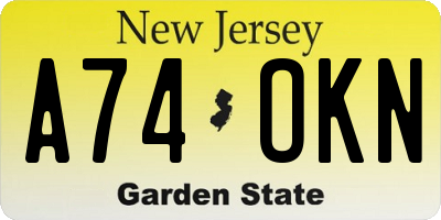 NJ license plate A74OKN