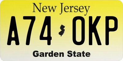 NJ license plate A74OKP