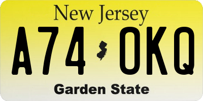 NJ license plate A74OKQ
