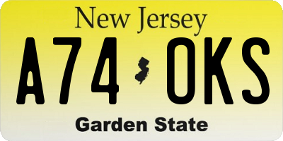 NJ license plate A74OKS