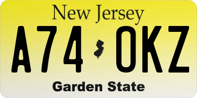 NJ license plate A74OKZ