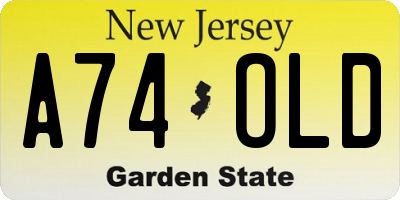 NJ license plate A74OLD