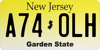 NJ license plate A74OLH