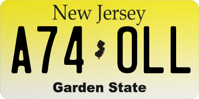 NJ license plate A74OLL