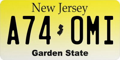 NJ license plate A74OMI