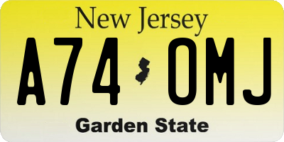 NJ license plate A74OMJ