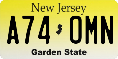 NJ license plate A74OMN