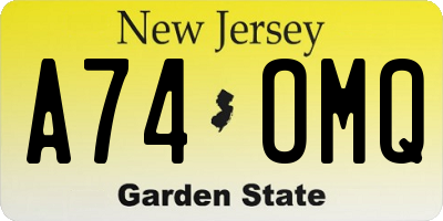NJ license plate A74OMQ