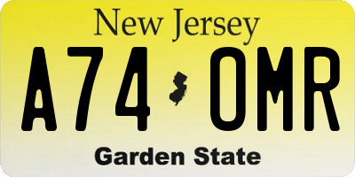 NJ license plate A74OMR