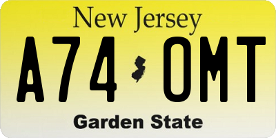 NJ license plate A74OMT
