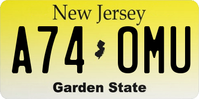 NJ license plate A74OMU